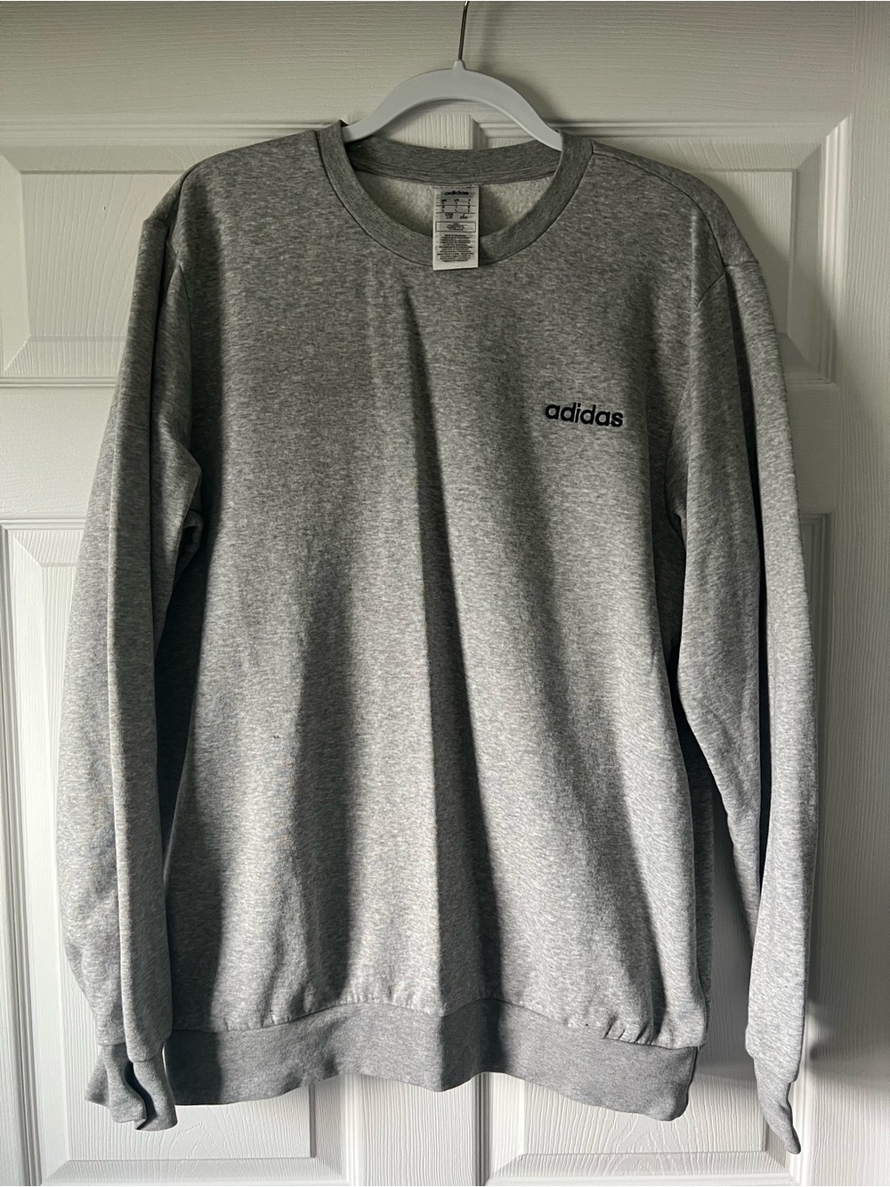 adidas Heather Gray Crew Sweatshirt with Small Logo